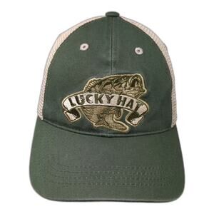 Infinity Headwear Trucker Hat Green Beige OS Snapback Embroidered Bass Fish